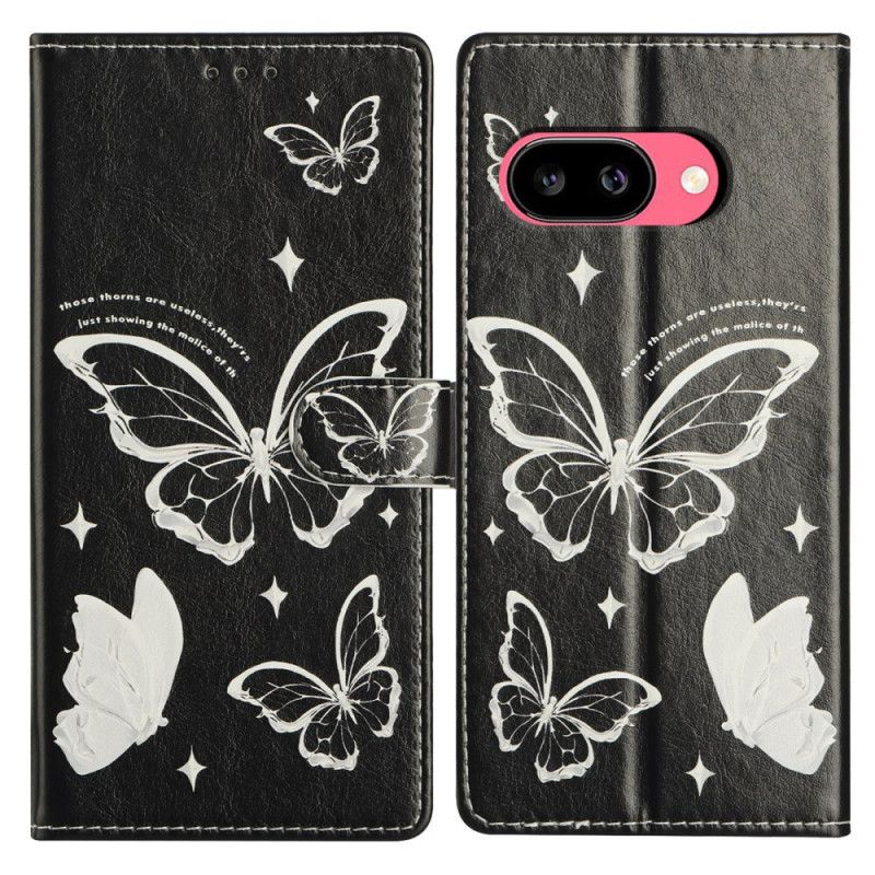 Flip Cover Google Pixel 10a Sorte Og Hvide Sommerfugle