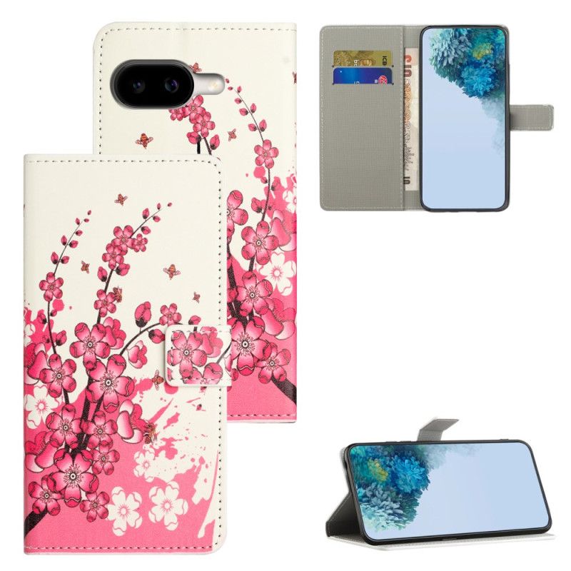 Læder Cover Google Pixel 10a Telefon Etui Blommeblomster