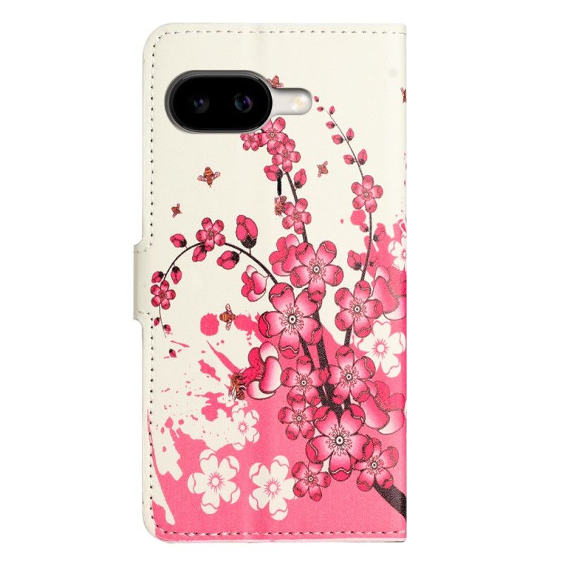 Læder Cover Google Pixel 10a Telefon Etui Blommeblomster