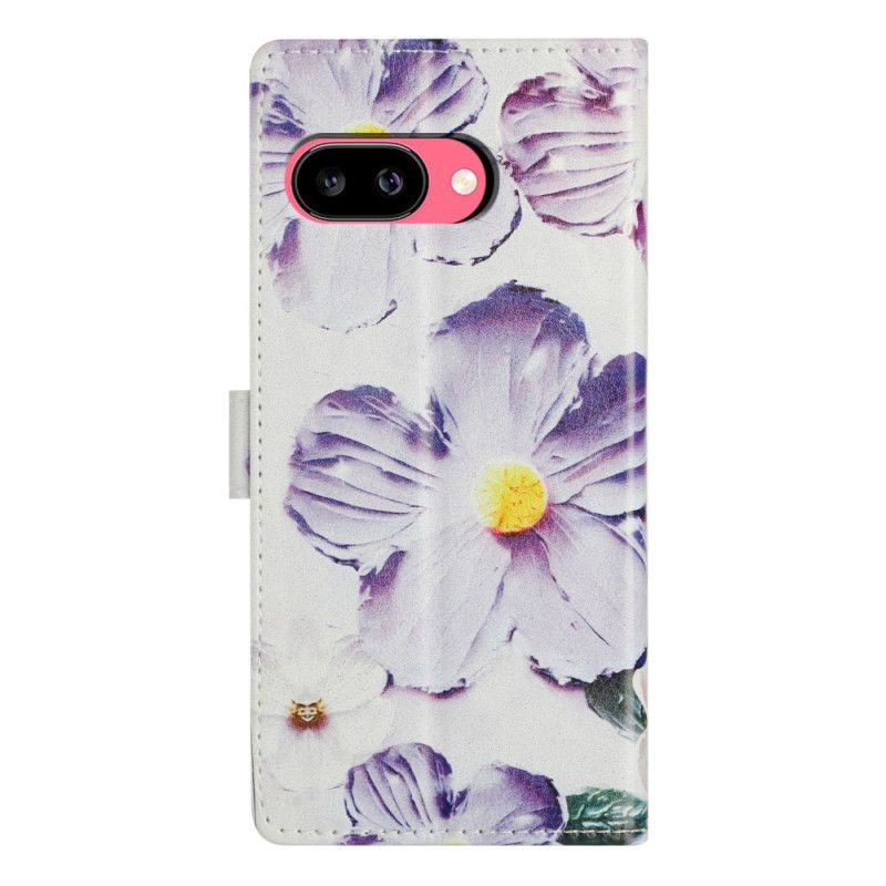 Læder Cover Google Pixel 10a Telefon Etui Lilla Blomster