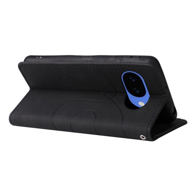 Læder Cover Google Pixel 10a Telefon Etui Tofarvet Bølget Design