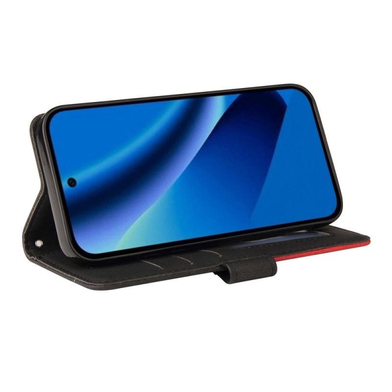 Læder Cover Google Pixel 10a Telefon Etui Tofarvet Bølget Design