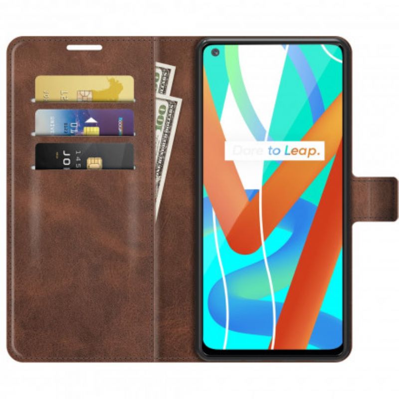 Flip Cover Realme 8 5g Slankt Imiteret Læder