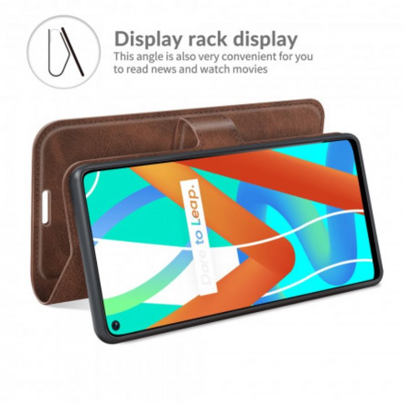 Flip Cover Realme 8 5g Slankt Imiteret Læder