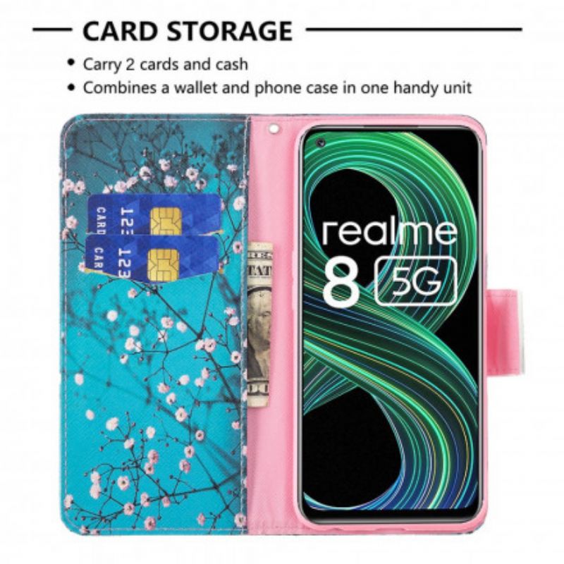 Flip Cover Til Realme 8 5g Blomstrende Gren