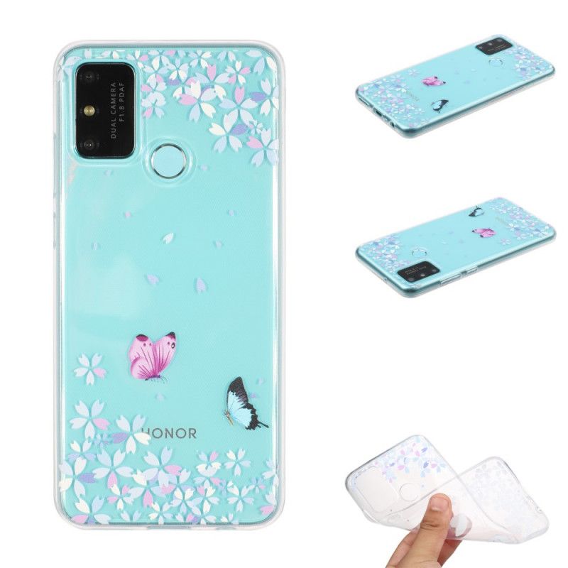 Cover Honor 9A Gennemsigtige Sommerfugle Og Blomster
