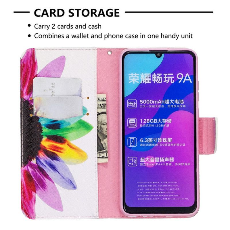 Flip Cover Læder Honor 9A Akvarelblomst