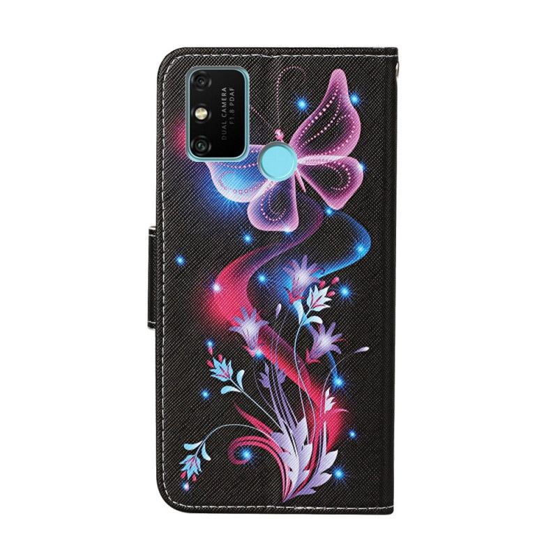 Flip Cover Læder Honor 9A Fortryllede Sommerfugle