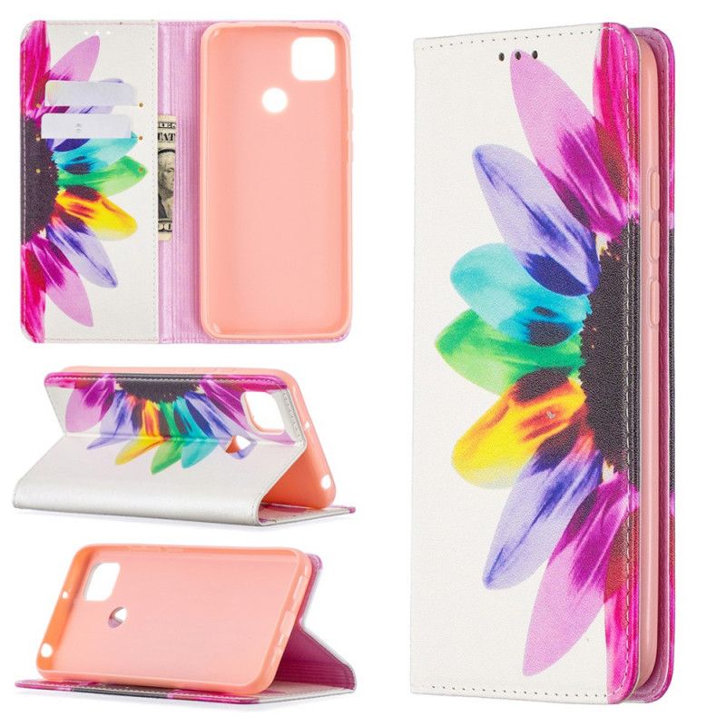 Læder Cover for Xiaomi Redmi 9C Akvarelblomst