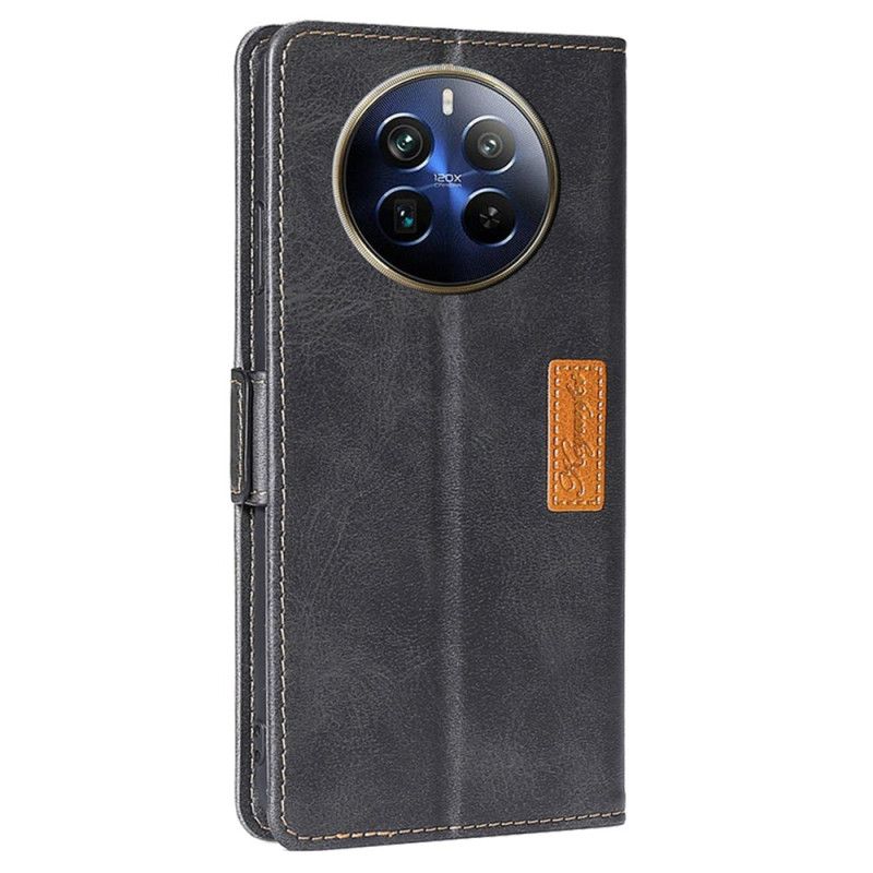 Læder Cover Realme 12 Pro / 12 Pro Plus Telefon Etui Tofarvet Dobbeltlås