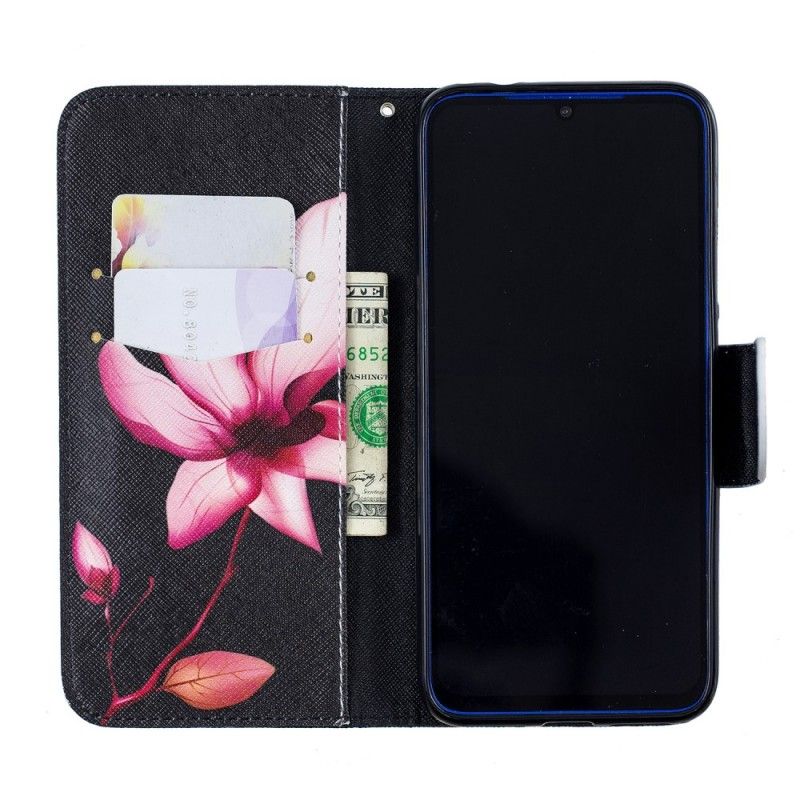 Flip Cover Læder for Xiaomi Redmi Note 7 Lyserød Blomst