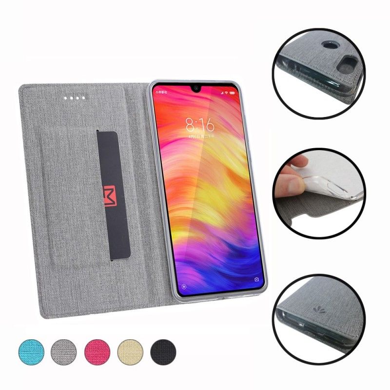 Læder Cover for Xiaomi Redmi Note 7 Sort Struktureret