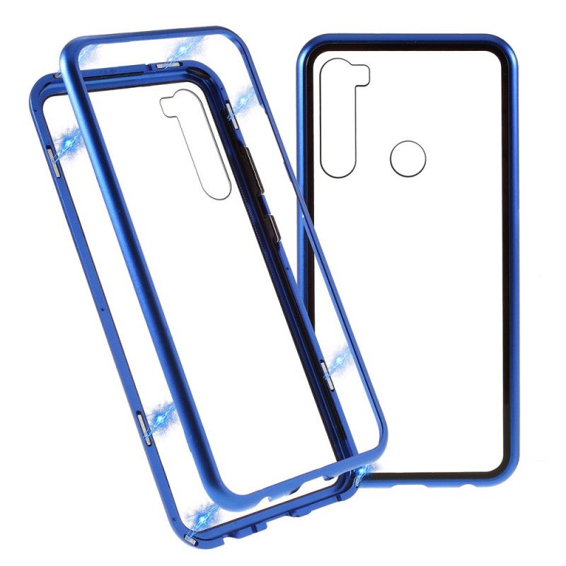 Cover Xiaomi Redmi Note 8 Sort Metalkanter I Hærdet Glas