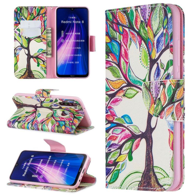 Flip Cover Xiaomi Redmi Note 8 Mobilcover Farvet Træ