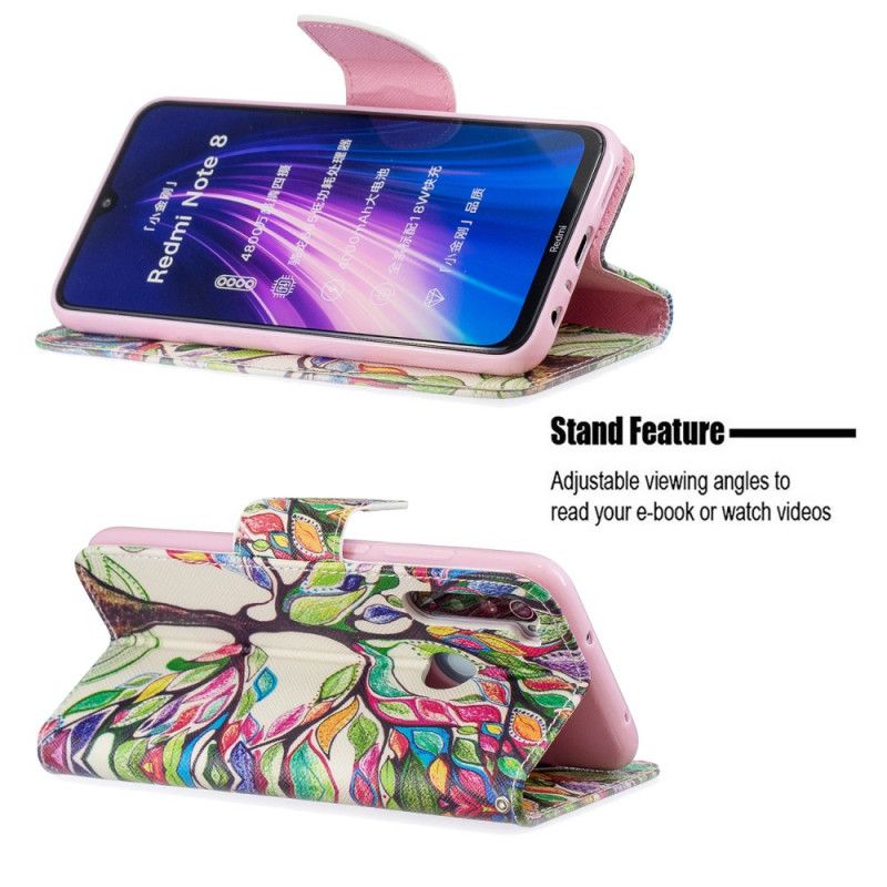 Flip Cover Xiaomi Redmi Note 8 Mobilcover Farvet Træ