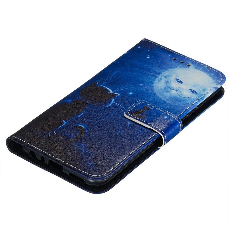 Flip Cover Xiaomi Redmi Note 8 Mobilcover Kat I Måneskin Med Rem