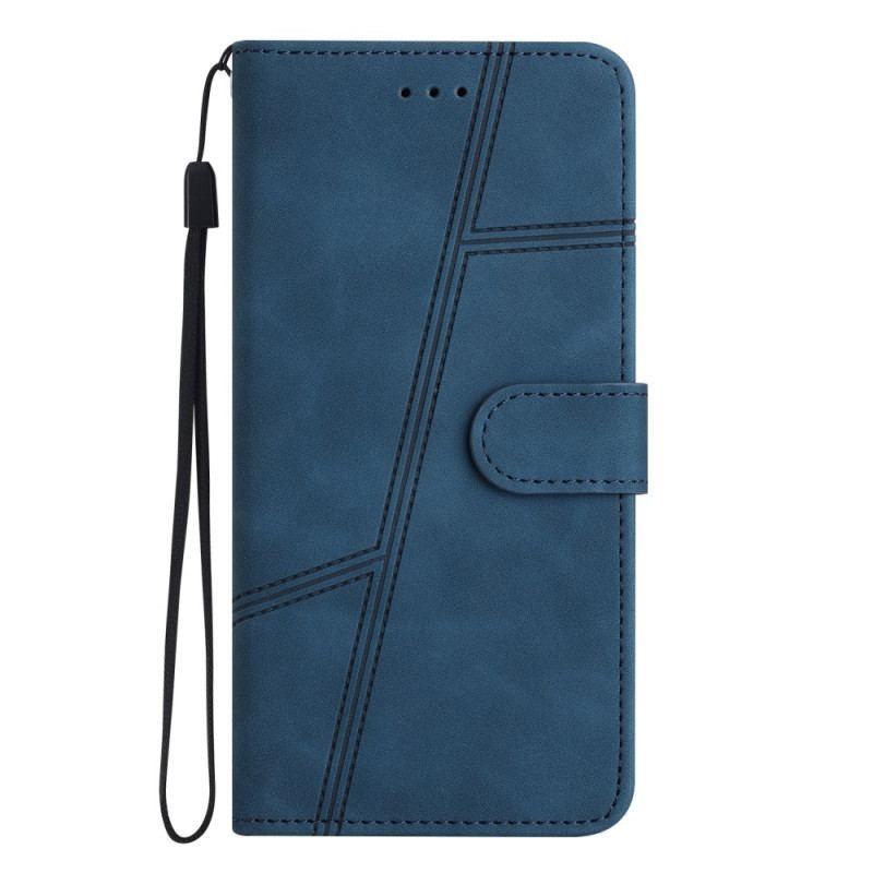Flip Cover Moto G73 5G Med Snor Lanyard Linjer
