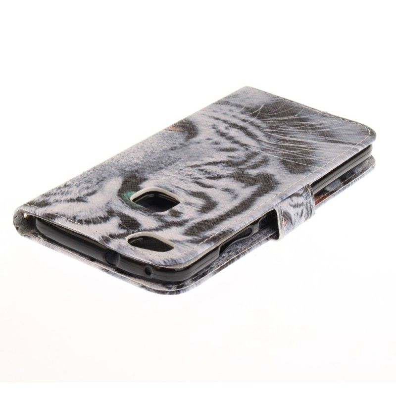 Flip Cover Læder for Huawei P10 Lite Hvid Tiger