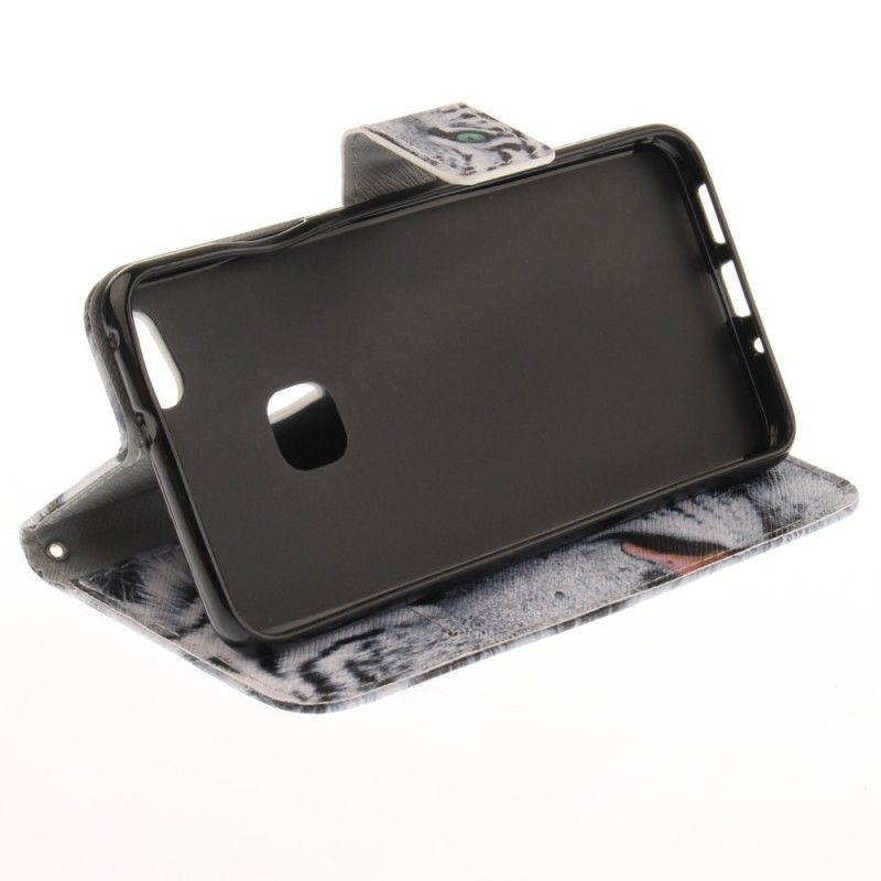 Flip Cover Læder for Huawei P10 Lite Hvid Tiger