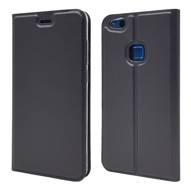 Læder Cover Huawei P10 Lite Sort Mobilcover Magnetisk Lås