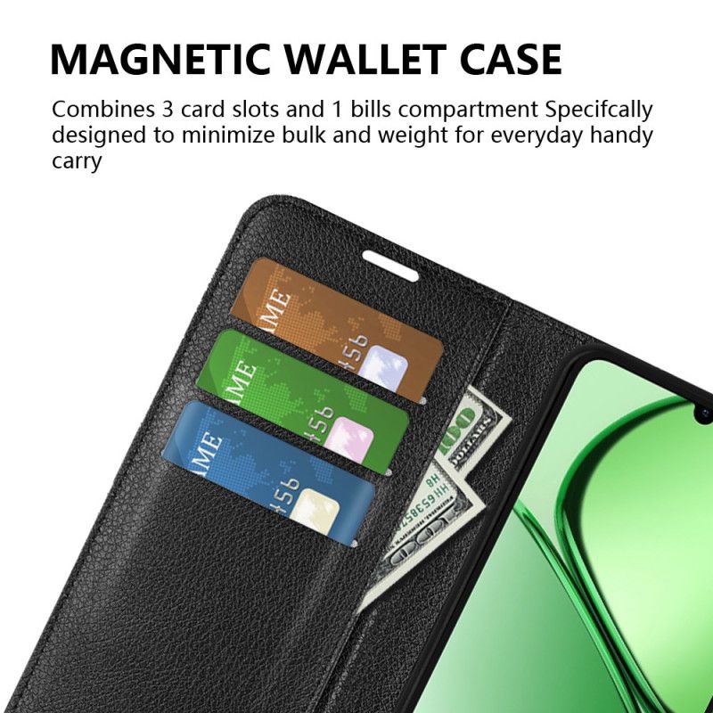 Flip Cover Realme C63 Klassisk Litchi-kunstlæder