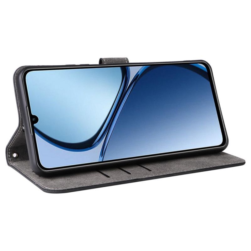 Flip Cover Til Realme C63 Rfid-beskyttelse Ruskindseffekt Med Rem