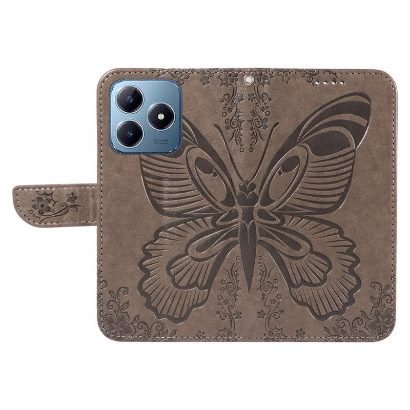 Læder Cover Realme C63 Grafisk Sommerfugl