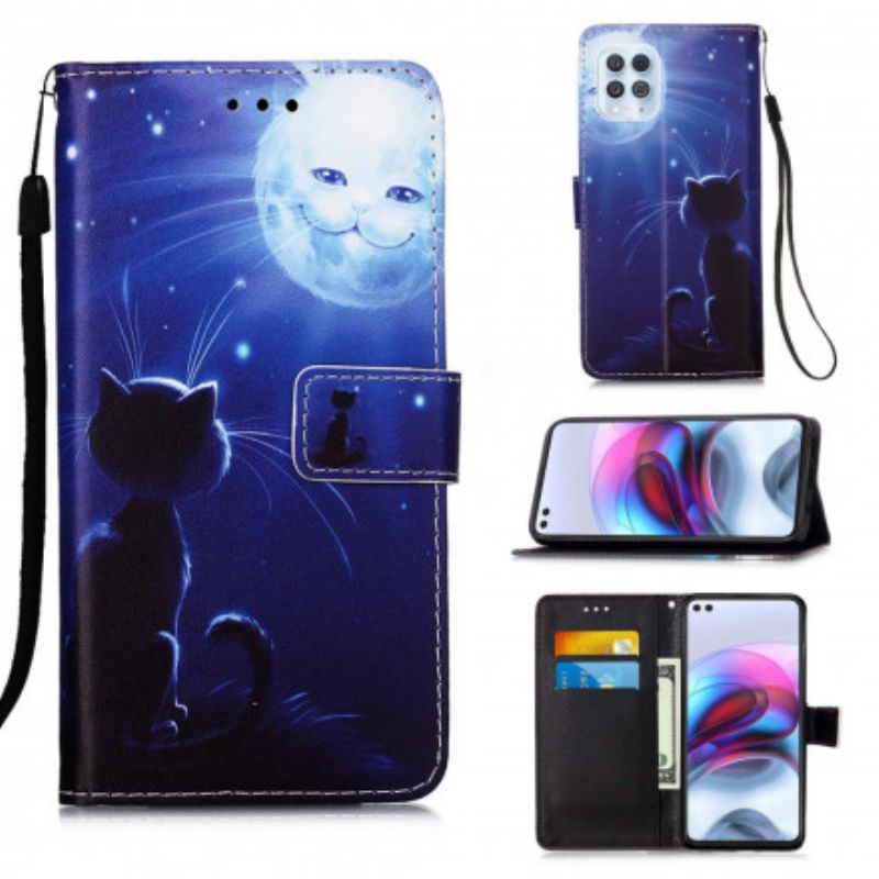 Flip Cover Til Moto G100 Moonlight Cat
