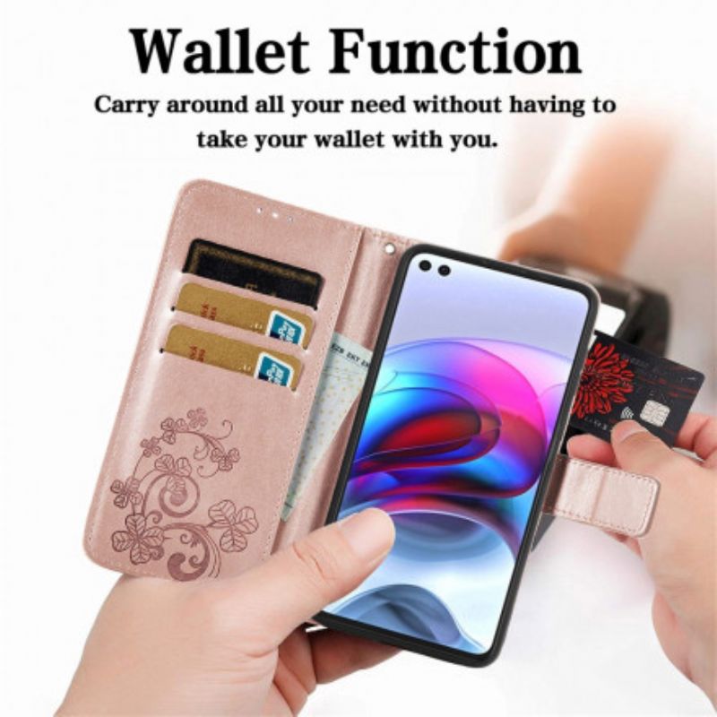 Læder Cover Moto G100 Telefon Etui Asiatiske Blomster