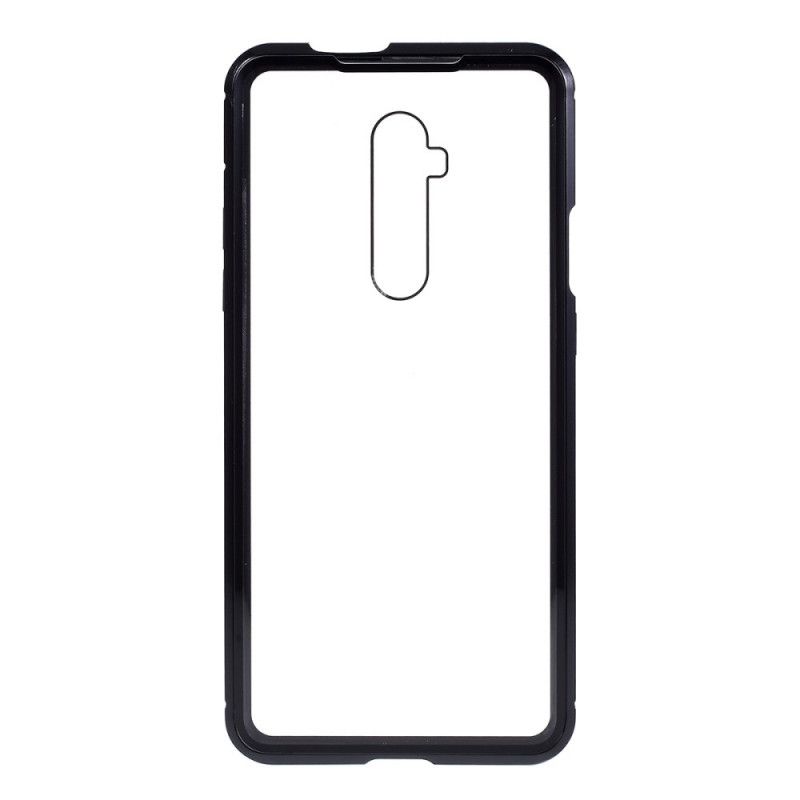 Cover OnePlus 7T Pro Sort Kanter Af Metal Og Hærdet Glas