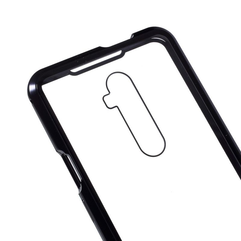 Cover OnePlus 7T Pro Sort Kanter Af Metal Og Hærdet Glas