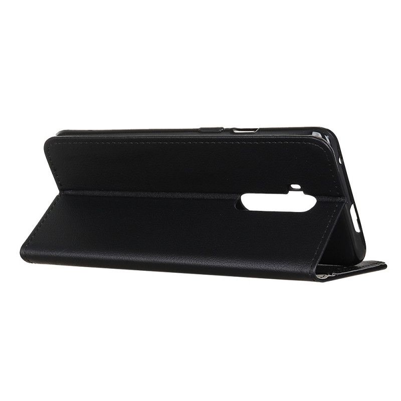 Flip Cover Læder OnePlus 7T Pro Sort Naturlig Lædereffekt