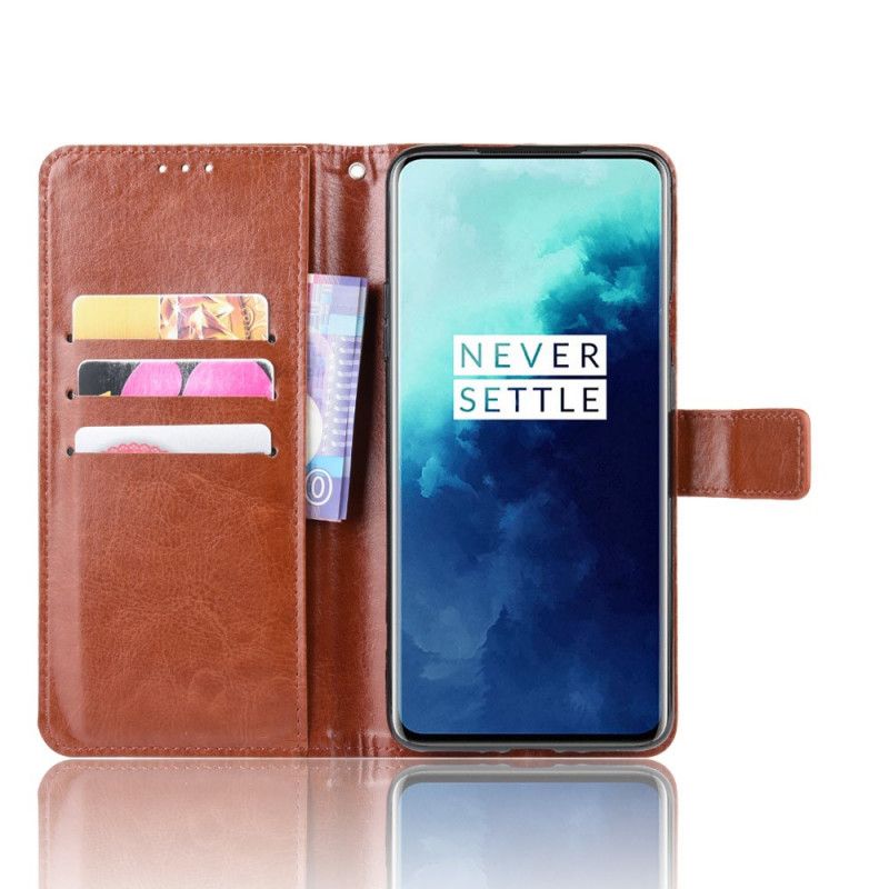 Flip Cover Læder OnePlus 7T Pro Sort Prangende Kunstlæder