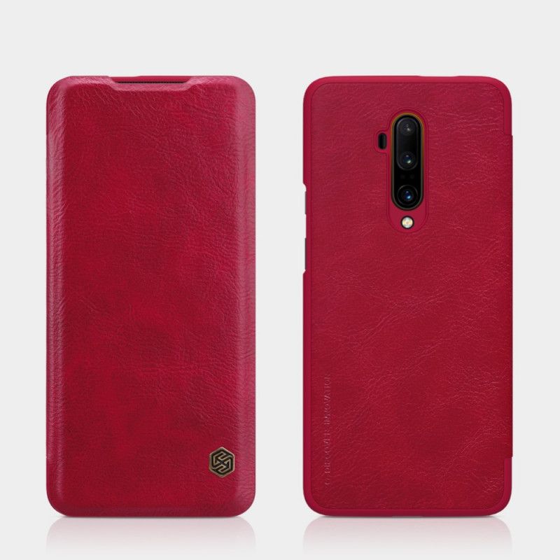 Læder Cover OnePlus 7T Pro Rød Nillkin Qin-Serie