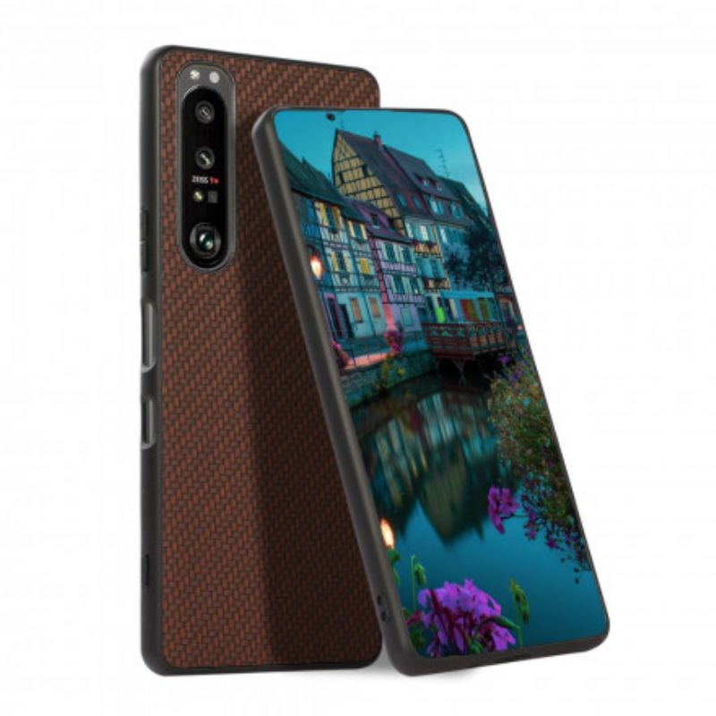 Cover Sony Xperia 1 Iii Lædereffekt Kulfibertekstur