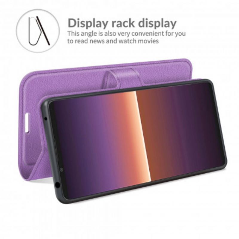 Flip Cover Sony Xperia 1 Iii Klassisk Litchieffekt