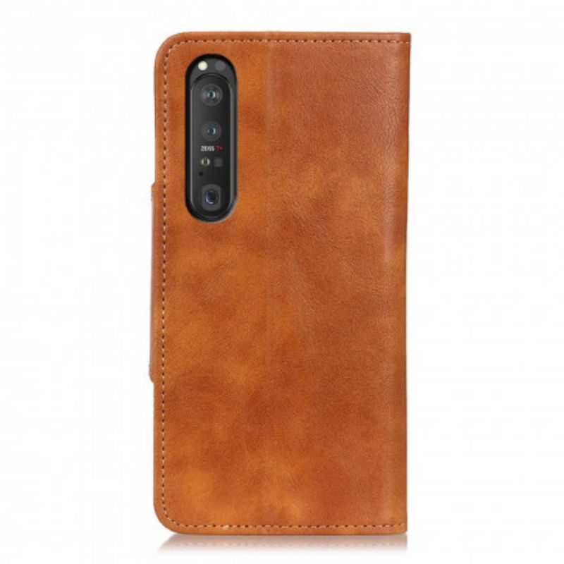 Flip Cover Til Sony Xperia 1 Iii Vintage Knap I Kunstlæder