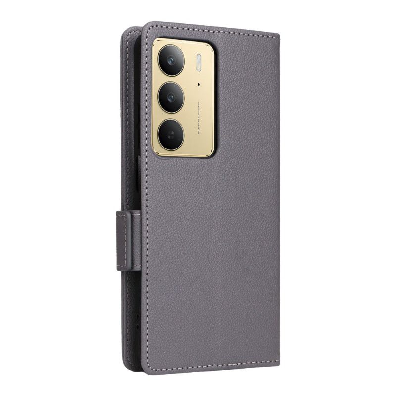 Flip Cover Realme 14x 5g Litchi-kunstlæder Med Rem