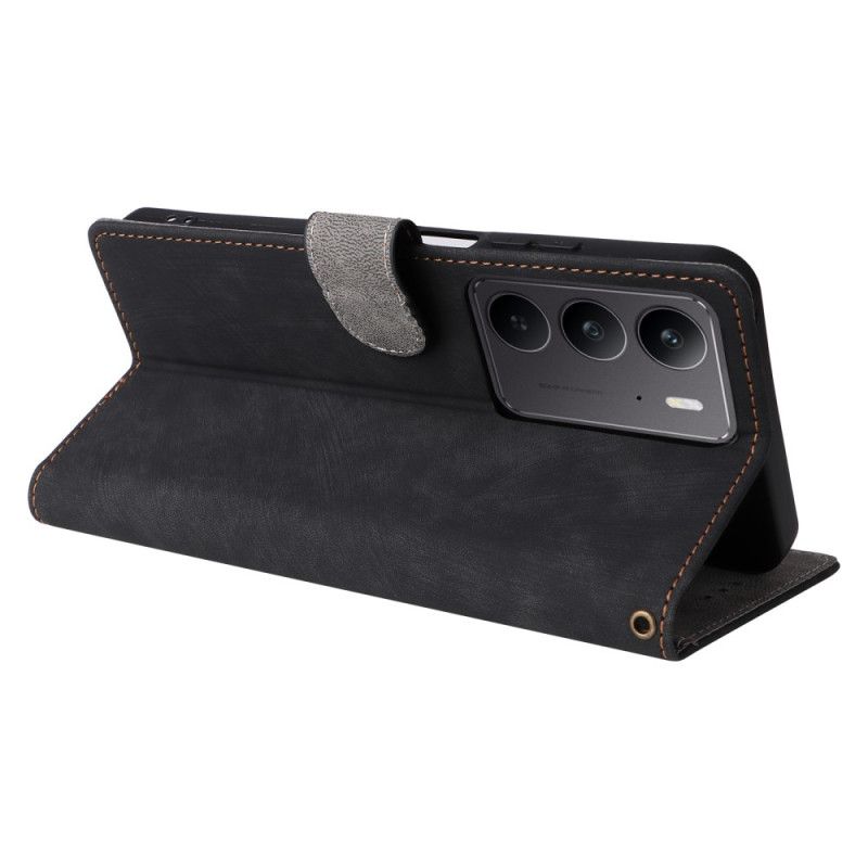 Flip Cover Realme 14x 5g Rfid-beskyttelse Med Ruskindseffekt