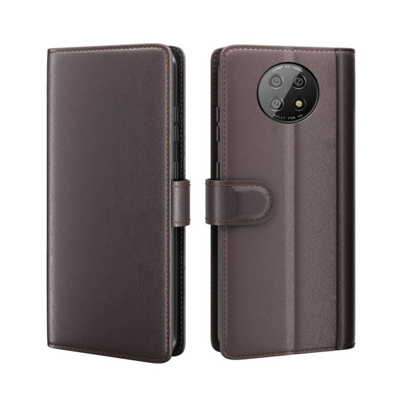 Flip Cover Læder Xiaomi Redmi Note 9 5G / Note 9T 5G Sort Ægte Split Læder
