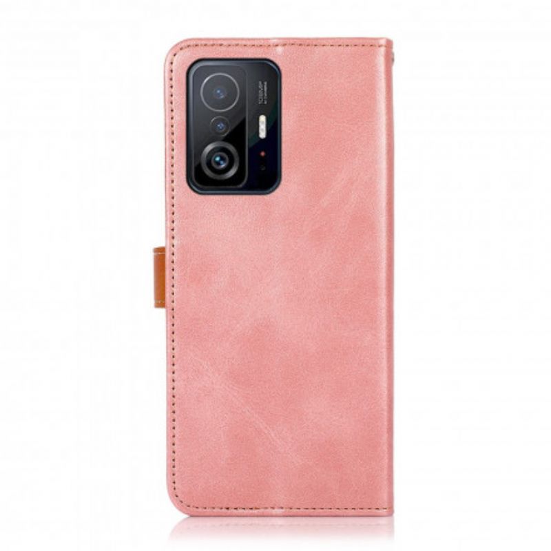 Flip Cover Xiaomi Mi 11t / 11t Pro Tofarvet Gyldent Lås Khazneh