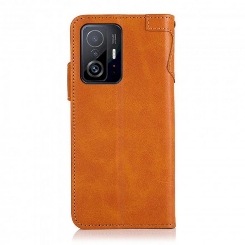 Læder Cover Xiaomi Mi 11t / 11t Pro Telefon Etui Imiteret Læder Knap Khazneh