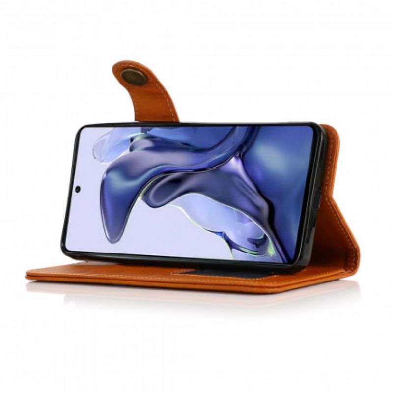 Læder Cover Xiaomi Mi 11t / 11t Pro Telefon Etui Imiteret Læder Knap Khazneh