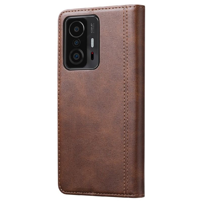 Læder Cover Xiaomi Mi 11t / 11t Pro Telefon Etui Lædereffekt Forreste Kortholder Og Rem