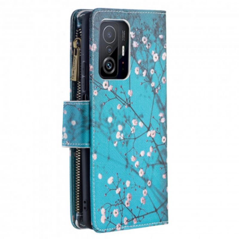 Læder Cover Xiaomi Mi 11t / 11t Pro Telefon Etui Trælomme Med Lynlås