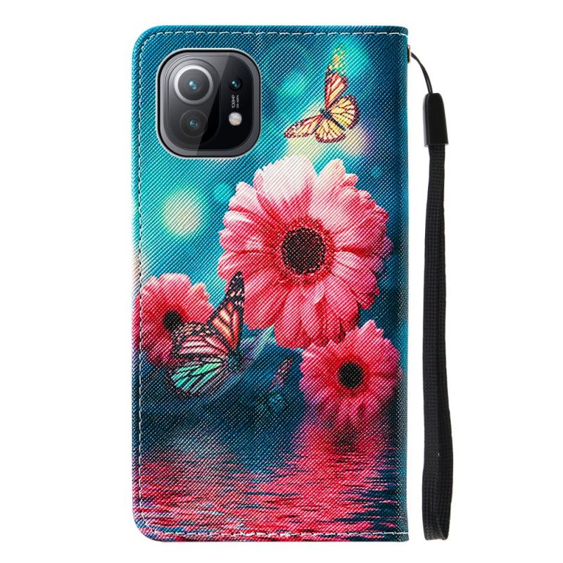 Flip Cover Læder Xiaomi Mi 11 Blomster Og Sommerfugle