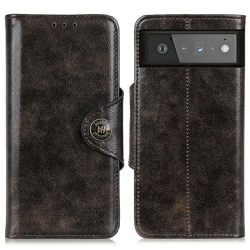 Læder Cover Google Pixel 6 Telefon Etui Skinnende Imiteret Læder Khazneh