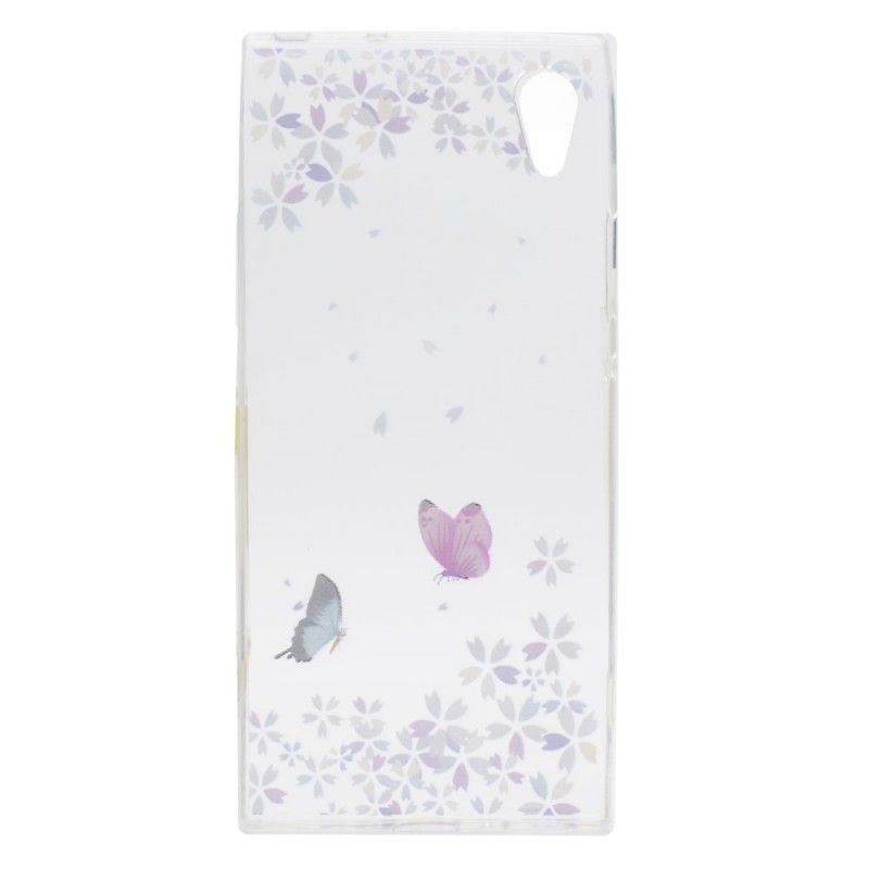 Cover Sony Xperia XA1 Gennemsigtige Sommerfugle Og Blomster Beskyttelse
