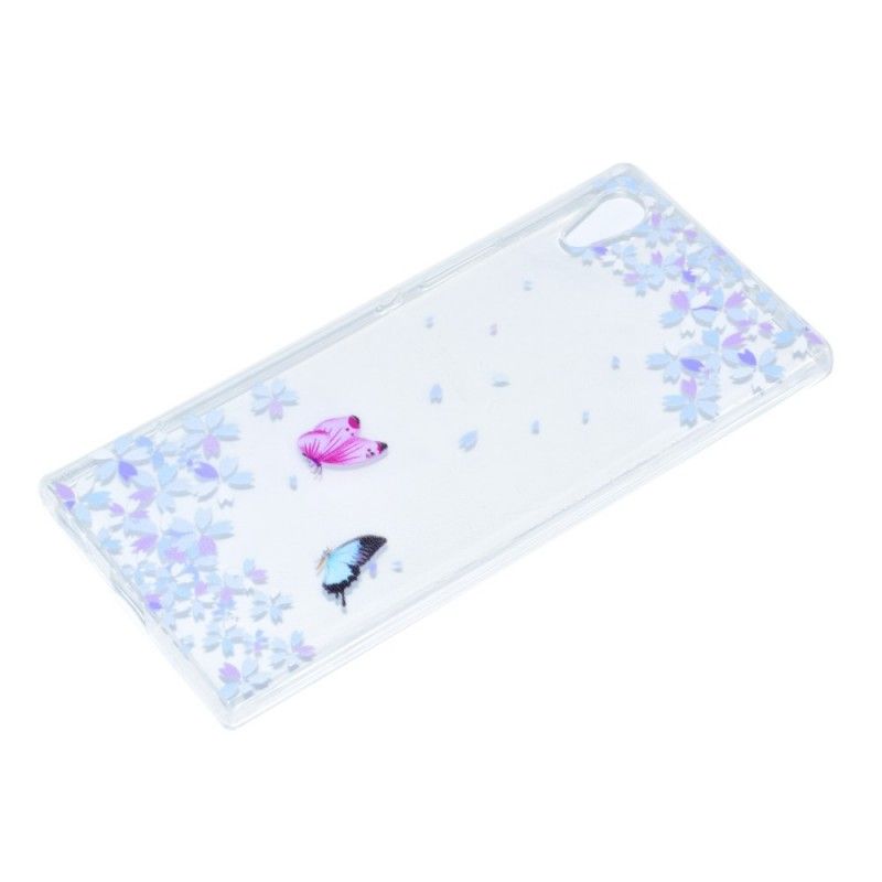 Cover Sony Xperia XA1 Gennemsigtige Sommerfugle Og Blomster Beskyttelse