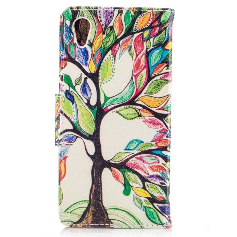 Flip Cover Læder for Sony Xperia XA1 Farvet Træ